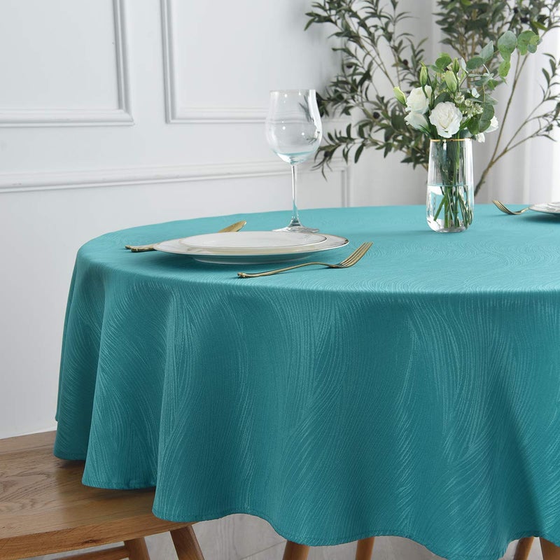 maxmill Jacquard Round Table Cloth Swirl Design Waterproof Antiwrinkle Spillproof Heavy Weight Soft Tablecloths for Circular Table Cover and Kitchen Dinning Tabletop Round 70 Inch Teal - Image 4